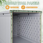 Devoko 260 Gallon Double-Wall Deck Box with Divider, Side Handles, Resin Outdoor Large Storage Box Waterproof and Lockable for Patio Furniture, Garden, Pool (Grey, 260 Gallon)