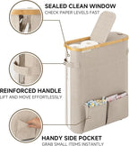 StorageWorks Toilet Paper Storage Baskets with Dual Flip Lids, Toilet Paper Organizer for Bathroom, Toilet Paper Container with Side Pocket, Holds 15 Mega or 20 Regular Rolls, Large, Light Khaki