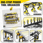 Heavy Duty Power Tool Organizer Wall Mount - 300lb Capacity 3-Tier Storage Rack with 7 Drill Holders for Garage Workshop Tools