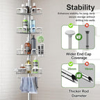 Corner Shower Caddy Tension Pole 4 Tier Adjustable Stainless Steel Shower Shelf for Inside Shower Bathtub Shampoo,Standing Bathroom Organizer Shelves with 39 to 113 inch Height