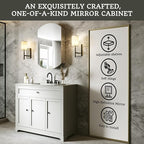 20x31 Bathroom Medicine Cabinet with Mirror,Aluminum Alloy Frame with Mirror Side Panels,Surface or Recessed Medicine Cabinet with Adjustable Shelves,Assembly Required
