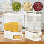 Clear Rice Holder Dispenser, 22 Lbs Large Grain Storage Container with Measuring Cup, Cylinder Household Food Dispenser Bucket Kitchen Organization for Cereal Oatmeal Coffee Bean Soybean Corn