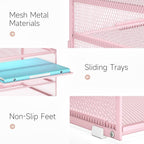 Lavatino 3-Tier Letter Tray Desk Paper Organizer – Pink Mesh Metal File Tray Organizer for Desk, Office Supplies & Home Organization | Fits A4/Letter Paper, Mail, Magazines and Office Accessories