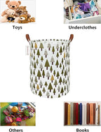QUEENLALA Large Storage Basket,Laundry Hamper/Bathroom/Home Decor/Collapsible Round Storage Bin,Boys and Girls Hamper/Boxes/Clothing(Green forest)