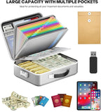 Fireproof Document Box, Hard Case Highly Flame-Resistant Fire Proof Waterproof File Organizer with Lock, Portable Fire Safe for Important Documents & Valuables Storage (Gray, ‎15"*11"*5")