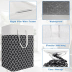 BlissTotes 3-Pack Laundry Basket, Freestanding＆Waterproof Laundry Hamper, Collapsible Tall Clothes Hamper with Easy Carry Handles for Clothes, Towels in the Family and Dorm,Clover Black,88L