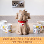 SPOTTED DOG GIFT COMPANY Ceramic Cookie Jar with Lid, Large Dog Treat Jar for Cookies & Biscuits, Cute Novelty Storage Container for Kitchen Counter, Gifts for Dog Lovers - 49oz Brown