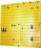 Wall Control Kitchen Pegboard Organizer Pots and Pans Storage Rack Organization Kit with Yellow Pegboard and Black Accessories