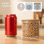 17oz - 4 Pack Glass Jars with Bamboo Lids, Glass Food Storage Containers with Airtight Lids, Air Tight Pantry Storage Containers for Coffee, Sugar, Spice, Meal Prep Jars for Salad & Fruit