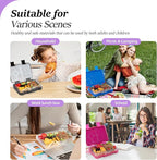 Bento Lunch Box for Kids, Plastic Lunch Box Case, 5/6 Tritan Compartments, BPA free, Ideal Portion Sizes for On-the-Go Meal, Shiny Purple and Clear
