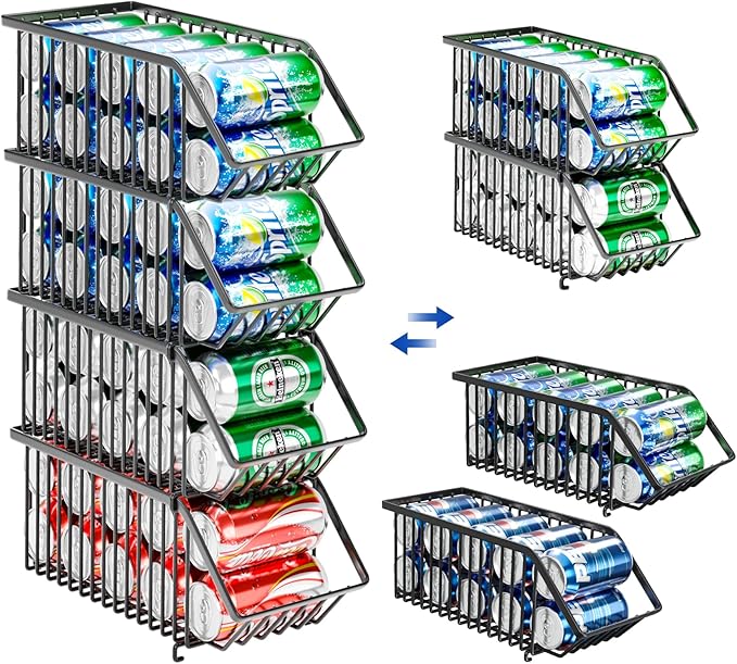 Soda Can Organizer of 4 Pack,Stackable Can Organizer For Pantry, Soda Storage, Soup Soda Can Dispenser, Can Storage Rack for Pet Food Cans