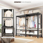 Heavy Duty Portable Closet with Cover Magnetic Doors, Metal Rolling Clothes Rack Heavy Duty 1500LBS, Foldable Clothing Rack, Garment Racks for Bedroom/LivingRoom/Rental (KT Grey, 49.21in)