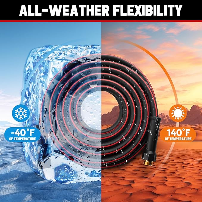 Garden Hose 50 ft x 5/8", NON-EXPANDABLE Heavy Duty Premium Flexible Water Hose, No Kink, Leakproof, Lightweight Hybrid Hose with Male to Female Fittings for Household&Backyard