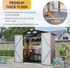 Aoxun 6x4ft Shed with Floor Heavy-Duty Galvanized Steel Outdoor Storage Shed with Double Doors, Ventilated Weatherproof Design for Bike/Generator/Tool Organization (Brown)