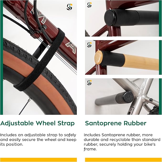 SELVA Rack - Wooden Wall Mount for Bicycle. in Different Sizes and 3 Colors: Natural Pine, Black and White (Natural Pine, 11" 13/16)