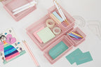 Annova Mesh Stackable Drawer Cabinet and Shelf Organizer Bins Storage Basket School Office Supply Holder Tray- Set of 2 (Light Pink, 6x9x2 Inch)