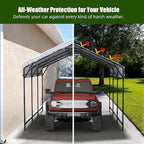 Metal Carport 20x20 ft Heavy Duty Car Port Outdoor Canopy Steel Roof with Reinforced Frame All-Weather Multi-Use Garage Shelter for SUVs, Boat, Tractors and Fulll-Sized Pickup Trucks