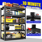 2Pack Storage Shelves 5-Tier Heavy-Duty Steel Storage Shelving Unit Adjustable Boltless Rack, 2500 lbs Capacity – Durable Organizer for Garage, Kitchen, Basement & Workshop 71”x46”x17.7” Black