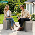 YITAHOME 32 Gallon Deck Box, Resin Storage with Lockable Lid & Side Handles, Indoor Outdoor Small Container for Patio Cushion, Garden Pool Accessories, Backyard Furniture, Water Resistant