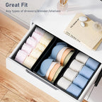 DIMJ Drawer Organizer Clothes - Underwear Organizer Small Closet and Storage Box Dresser Organizer,Drawer Dividers for Baby Clothes,Bra,Socks, Belt, Tie, Set of 6,Black