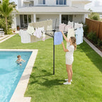BAKON Outdoor Umbrella Clothes Drying Rack, Steel Four Arm Outdoor Clothes Drying Rack, 13 Rows of Clothes line Outdoors, Height Adjustable, Includes 40 Clothespins and Dust Cover.