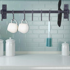 Dseap Pot Rack - Pots and Pans Hanging Rack Rail with 8 Hooks, Double Bars, Pot Hangers for Kitchen, Wall Mounted,Black
