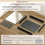 Keonjinn 64 x 32 Inch Medicine Cabinet, Assembly Required, Black Bathroom Medicine Cabinets Mirror, Lightweight, Adjustable Shelves, Surface Mount or Recessed, Tempered Glass