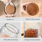 3-Pack 24oz Vintage Glass Jar With Lid, Glass Storage Containers, Airtight Kitchen Storage Containers For Sugar, Coffee, Tea, Spice, Flour, Candy Cookie, Pasta, Cereal