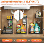 Under Sink Organizer and Storage for Bathroom and Kitchen - 1 Pack 3 Tier Under Cabinet Pull Out Shelf Organizers - Slide Out Drawer Organization for Home Cabinets Shelves and Drawers