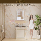 TETOTE 20 x 26 Lighted Medicine Cabinet with Mirror with Adjustable Shelves, Silver Aluminum Cabinet, Anti-Fog Stepless Dimmable 3 Colors White/Warm/Natural, Easy to Install(Wall Mount/Recessed)