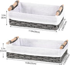 HomeHacks 2 Pack Storage Basket Paper Rope Baskets for Organizing with Handle Decorative Storage Bins for Countertop Toilet Paper Basket for Toilet Tank Top Large Baskets, Grey
