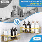 EUDELE 5-Pack Rustproof Stainless Steel Shower Caddy – No Drill Adhesive Bathroom Organizer with Large Capacity, Spacious Shower Shelves for Inside Shower, Kitchen & Home Decor Storage-XL Size