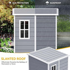 DWVO 5x4 FT Outdoor Storage Shed with Floor, All-Weather Resin Storage Shed with Lockable Door & Window, Waterproof Plastic Tool Storage for Garden, Backyard, Patio, Lawn, Gray