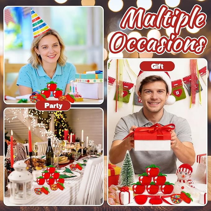24PCS Plastic Apple-Shaped Containers with Lids,Mini Red Apple Candy Jars for Wedding Favors,Office Desk Storage & Seasonal Home Décor Gifts