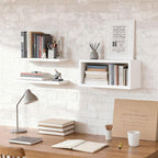 Wall Mounted Floating Shelf, c Long for Bedroom Living Room Kitchen Staircase Bathroom Above Toilet Wall Decoration Book Storage Room Recoration (3piece Set) White