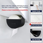 Paper Towel Holder - Under Cabinet, No-Drill Self-Adhesive Hanging Rack, Easy Tear, Space-Saving Sleek Metal Kitchen Roll Dispenser, Wall-Mount Look, Kitchen Storage & Organization - Black