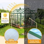 6x10 FT Greenhouse for Outdoors,Greenhouse with Roof Vent,Lockable Push Door,Aluminum Large Walk-in Green House for Outside Garden Backyard, Patio, Lawn (Green)