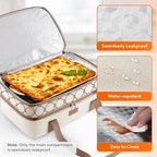 Lifewit Insulated Double Decker Casserole Carrier, Lasagna Lugger Holder for Hot or Cold Food, Fits 9" x 13" Baking Dish, Thermal Lunch Tote Bag for Potluck Parties, Picnic and Cookouts, Cream