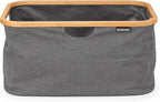 Brabantia - Foldable Laundry Basket 10.6 Gal - Water Resistant Hamper for Wet & Dry Laundry - Storage Basket for Clothes & Linen - Bamboo Rim for Easy Grip - Garment Washing - Pepper Black