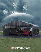 Garvee 20'X20'X10' Metal Car Port for 2 Cars, Enclosed Carports with 220 g Tarp, All-Weather Use Metal Carport, for Full-Size Pickup Trucks, Bass Boats, and Tractors
