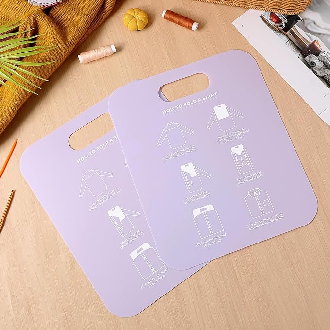 2pcs Shirt Folding Board Clothes Folder Pp Laundry Folding Tool for Home Use Purple