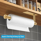 2nd Gen Paper Towel Holder Under Cabinet No Drilling, [More Sturdy] Self Adhesive or Drilling Paper Towel Holder Wall Mount for Kitchen, RV, [Fit Mega Paper Towel Roll] SUS304 Stainless Steel
