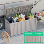 175 Gallon Large Deck Box,Resin Outdoor Storage Box with Lockable for Patio Furniture, Garden Tools Waterproof Outside Storage Box, Grey