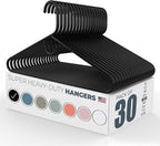 Neaties Super Heavy Duty Clothes Hangers 30 Pack – Made in the USA - 10lb Capacity, Thick Plastic Hangers for Pants, Coats, Jackets, Jeans and Adult Clothing – Black