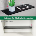 SAYAYO Floating Glass Shelves for Bathroom, 15 x 5 Inch Chrome Tempered Glass Shelf for Wall 1 Pack, Black