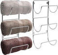 Sorbus Towel Holder for Bathroom Wall - 6 Level Wall Mounted Towel Rack Shelves for Rolled Bath Towels, Washcloths, Linen - Silver Hanging Towel Racks for Bathroom, Spa, Salon, Towel Storage Organizer