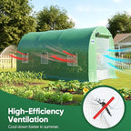 Quictent 10x7x7 FT Essential Greenhouse for Outdoors, Portable Walk-in Tunnel Hoop House with 6 Screen Windows & Zipper Door, Heavy Duty Frame for Garden Plant Vegetable, Green
