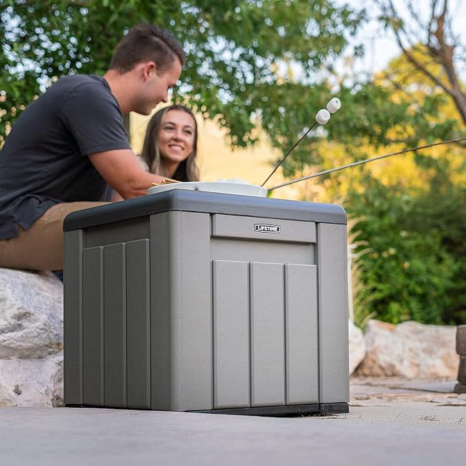 LIFETIME Outdoor Storage Cube Deck Box for Package Delivery, Patio Furniture Cushions, Garden Tools, Pool Accessories, 25 Gallon