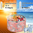 12oz Insulated Vacuum Food Jar with Buckle Lid Wide Mouth Soup Thermo for Hot Food Kids Leakproof Stainless Steel Lunch Container (Pink-Horse)