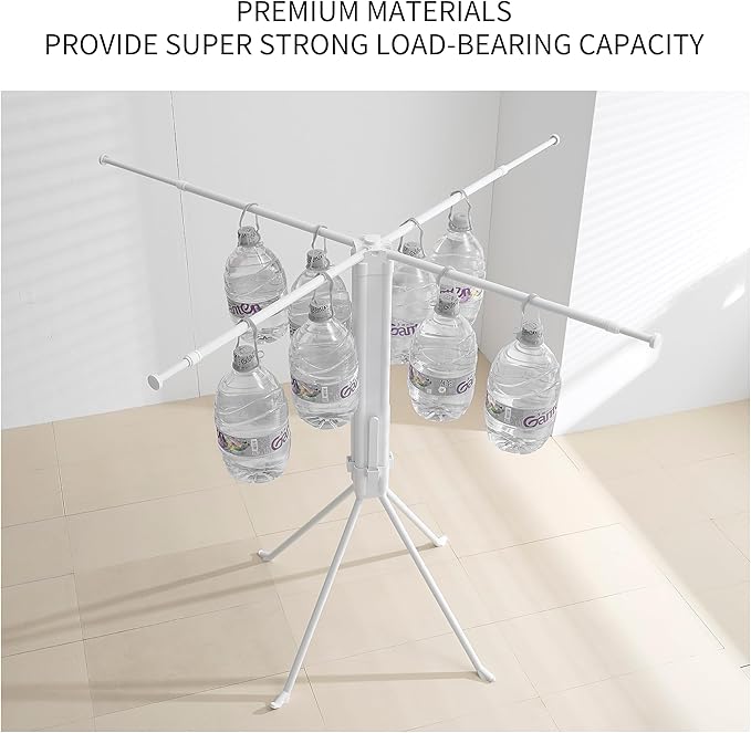 Clothes Drying Rack Tripod Aluminum-4rods16 Clips,Portable Foldable Drying Rack,Space-Saving,Drying Rack Clothing for Laundry Bedroom Household RV Camping